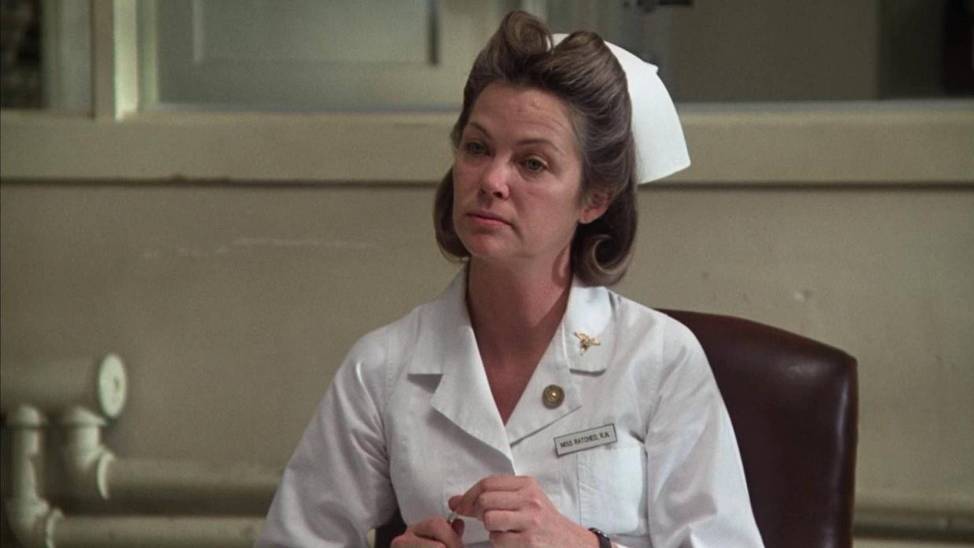 Nurse Ratched in her iconic white uniform Wallpaper