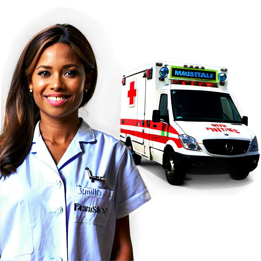 Nurse With Ambulance Png Onm1 PNG