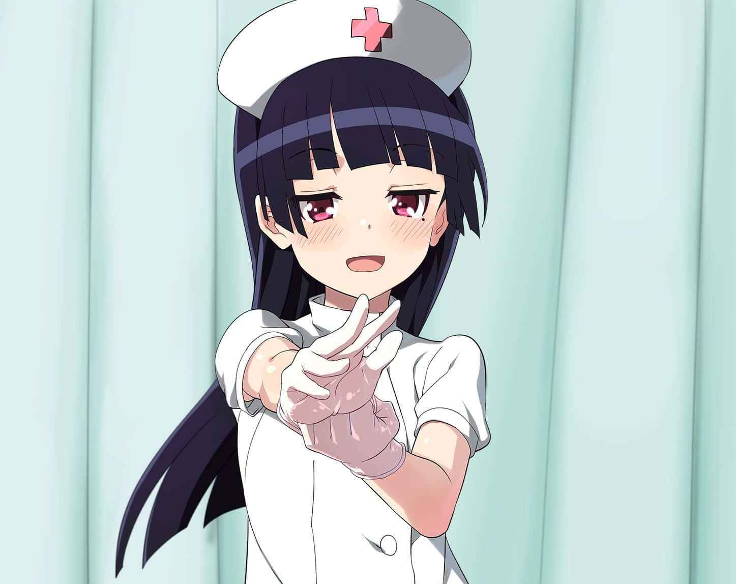A Nurse In A White Uniform Pointing At Something