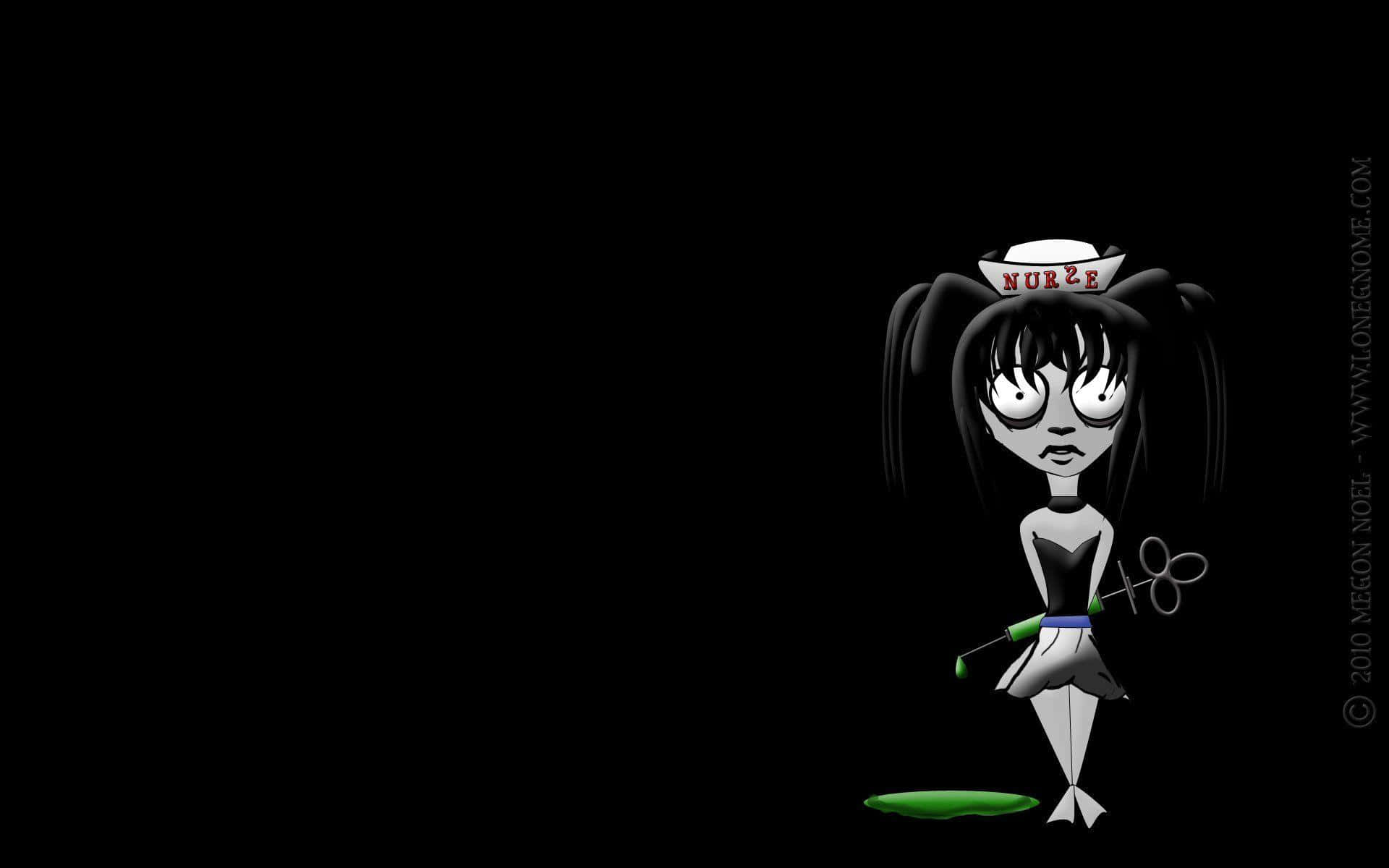 A Cartoon Girl With A Black Background