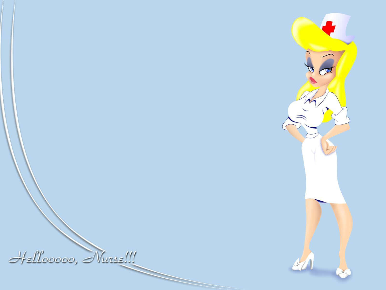A Cartoon Nurse In A White Dress