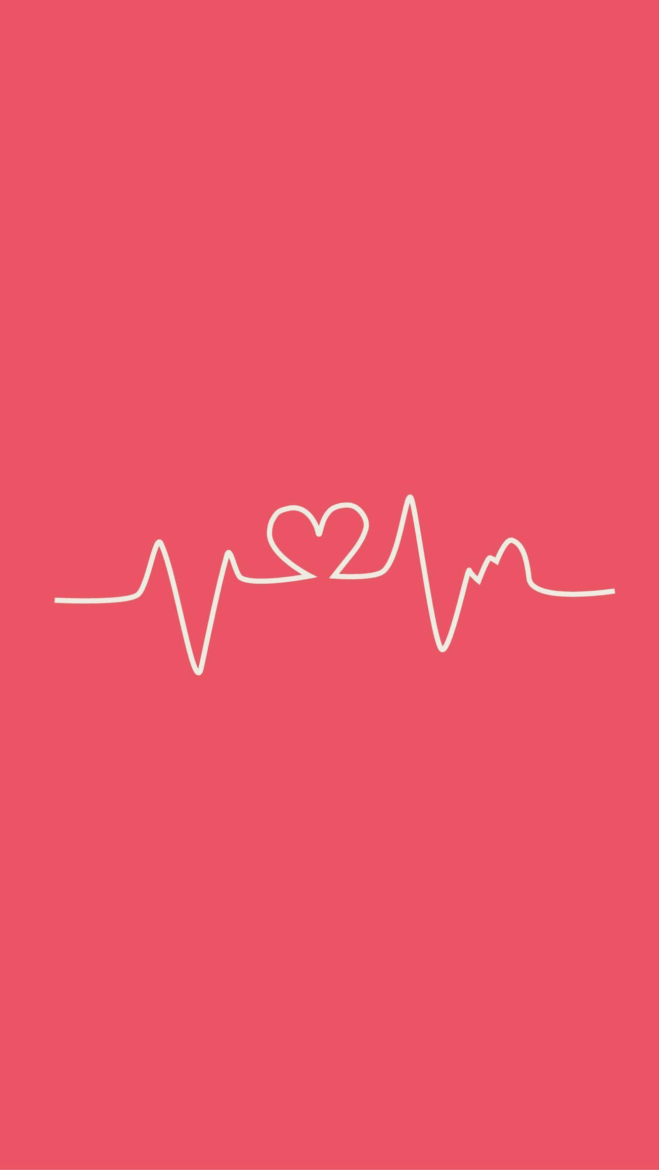 Heartbeat Line With Heart On Pink Background