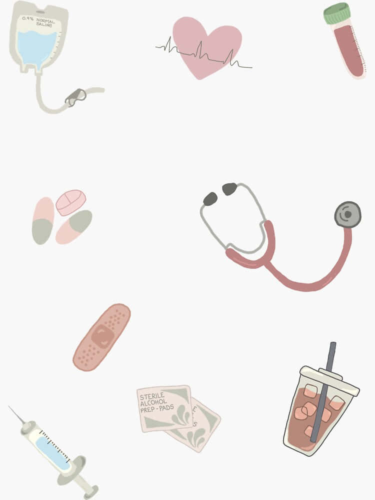 Nursing Related Icons Pastel Background Wallpaper