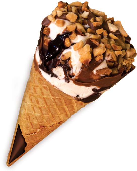 Nutty Chocolate Drizzle Ice Cream Cone PNG