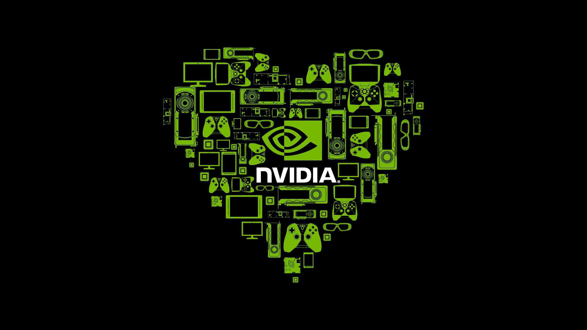 Nvidia 4k Uhd Icons Forming A Heart Wallpaper