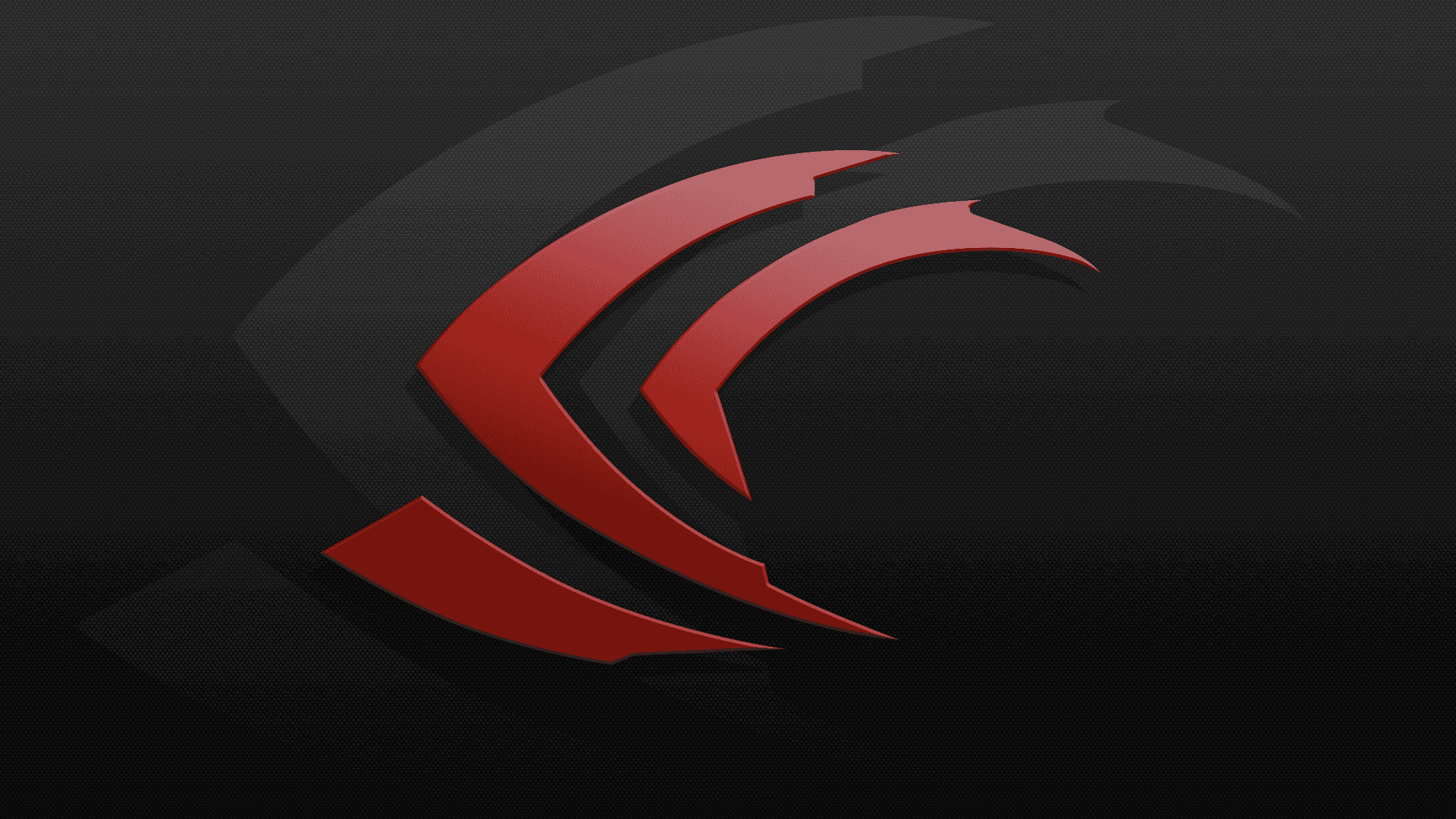 Unleash the Power of NVIDIA Background — A bold red stylized eye logo with sharp edges and metallic sheen set against a dark textured background.