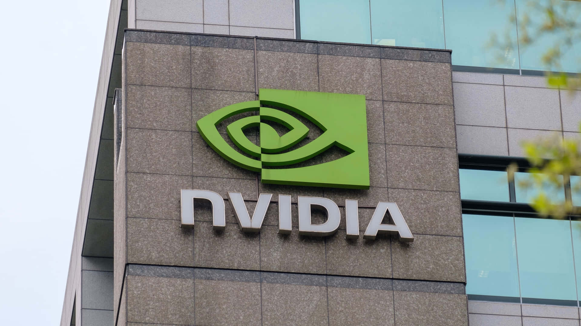 Nvidia Logo On The Side Of A Building