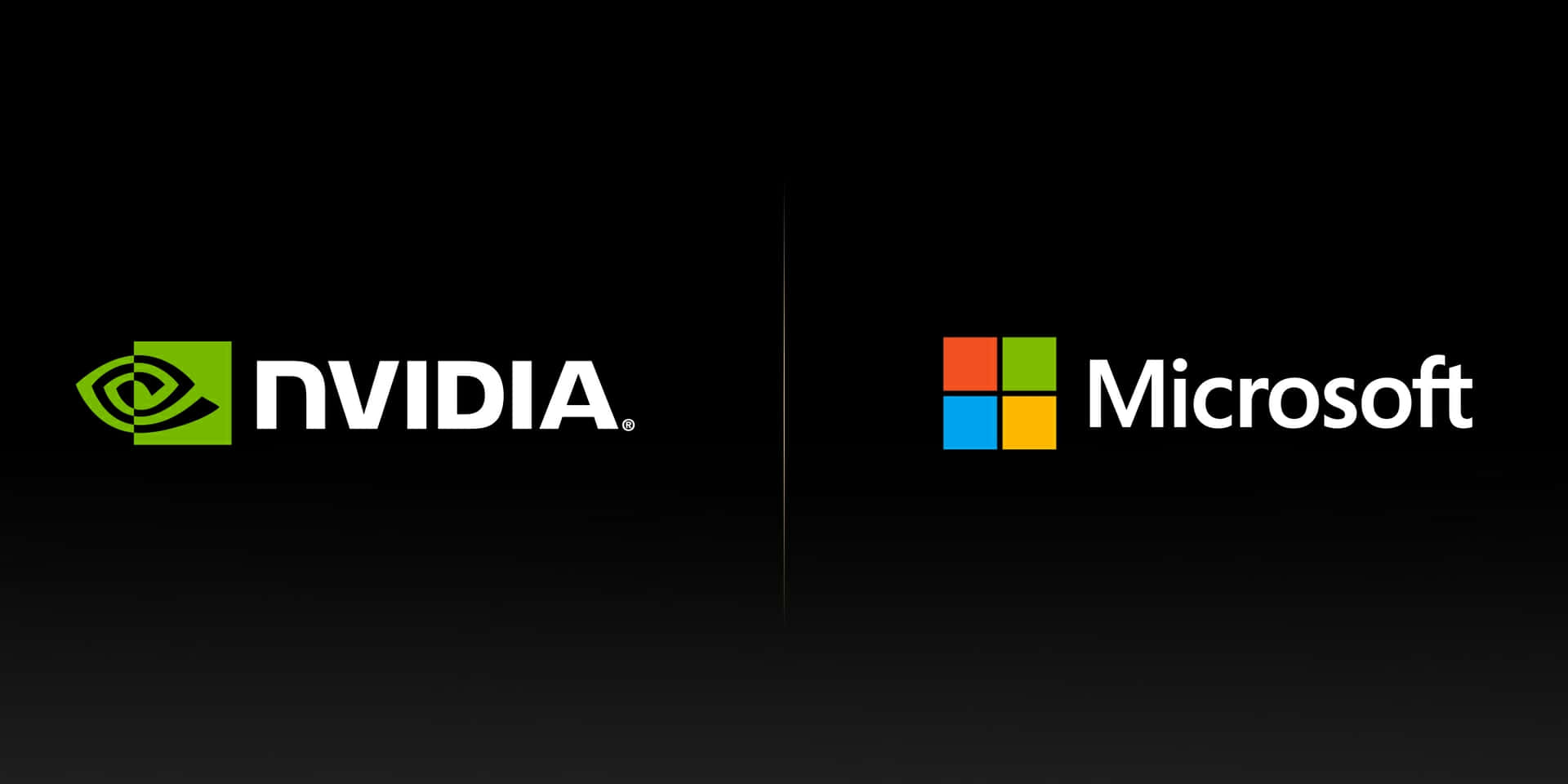 Nvidiaoch Microsoft-logotyper På En Svart Bakgrund