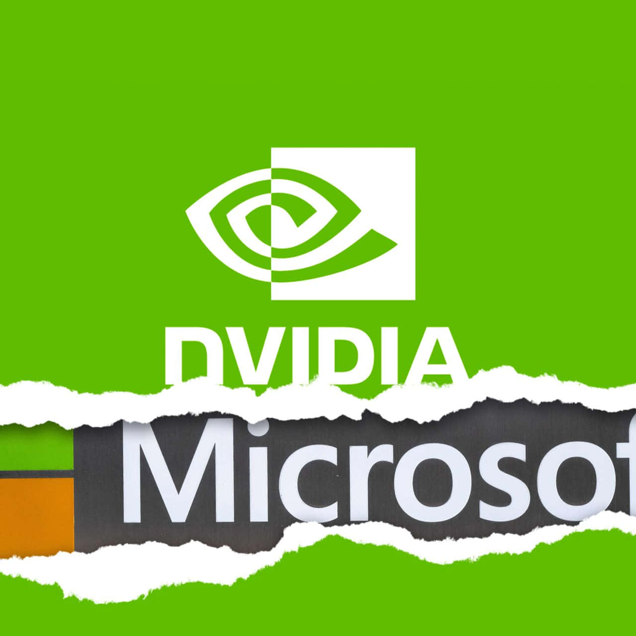 A Green Torn Piece Of Paper With The Words Dvia And Microsoft