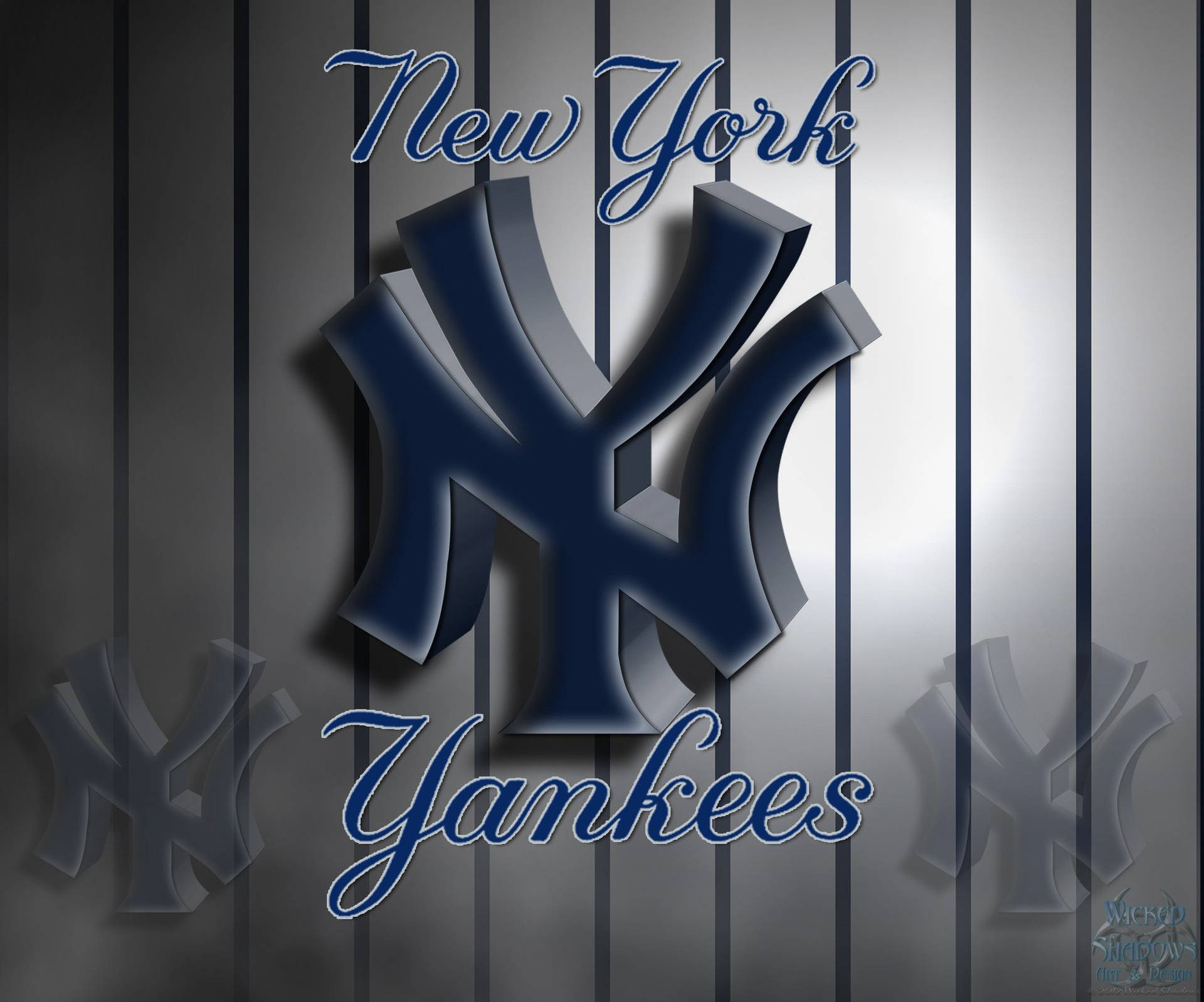 New York Yankees 3D Logo Pinstripes Wallpaper