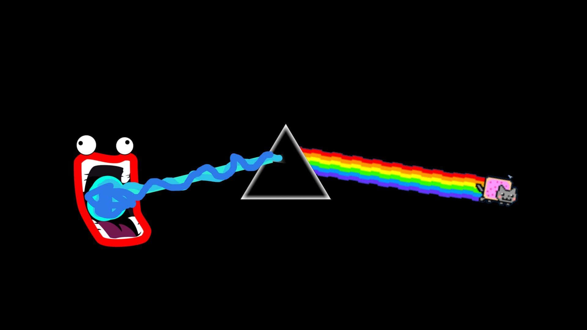 Nyan Cat Flying through a Pixelated World