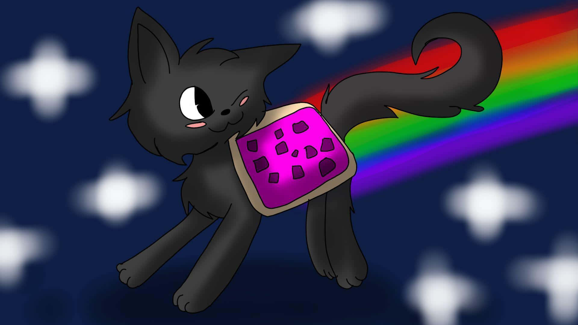 Nyan Cat flying through space