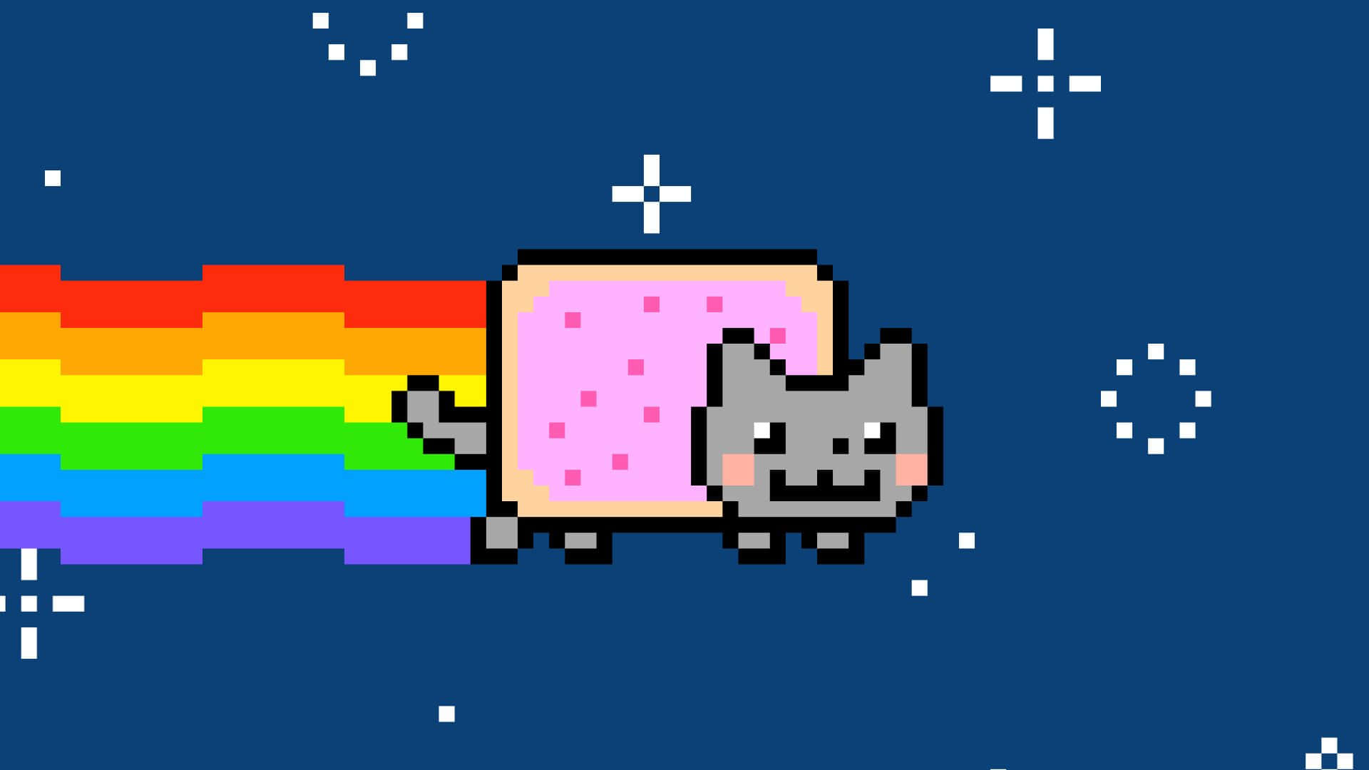 Nyan Cat flying through vibrant rainbow space