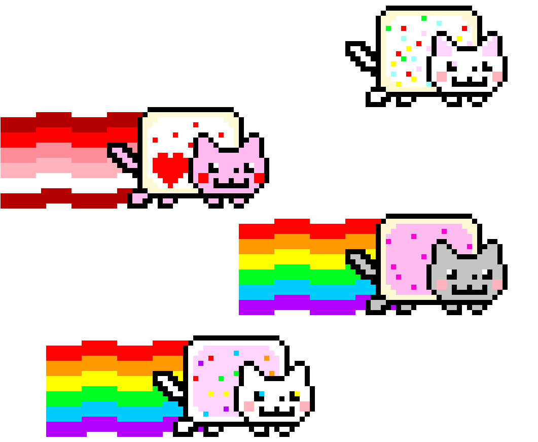 Download Nyan_ Cat_ Pixel_ Art_ Trio.png | Wallpapers.com