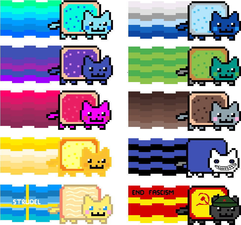 Nyan_ Cat_ Variations_ Pixel_ Art PNG