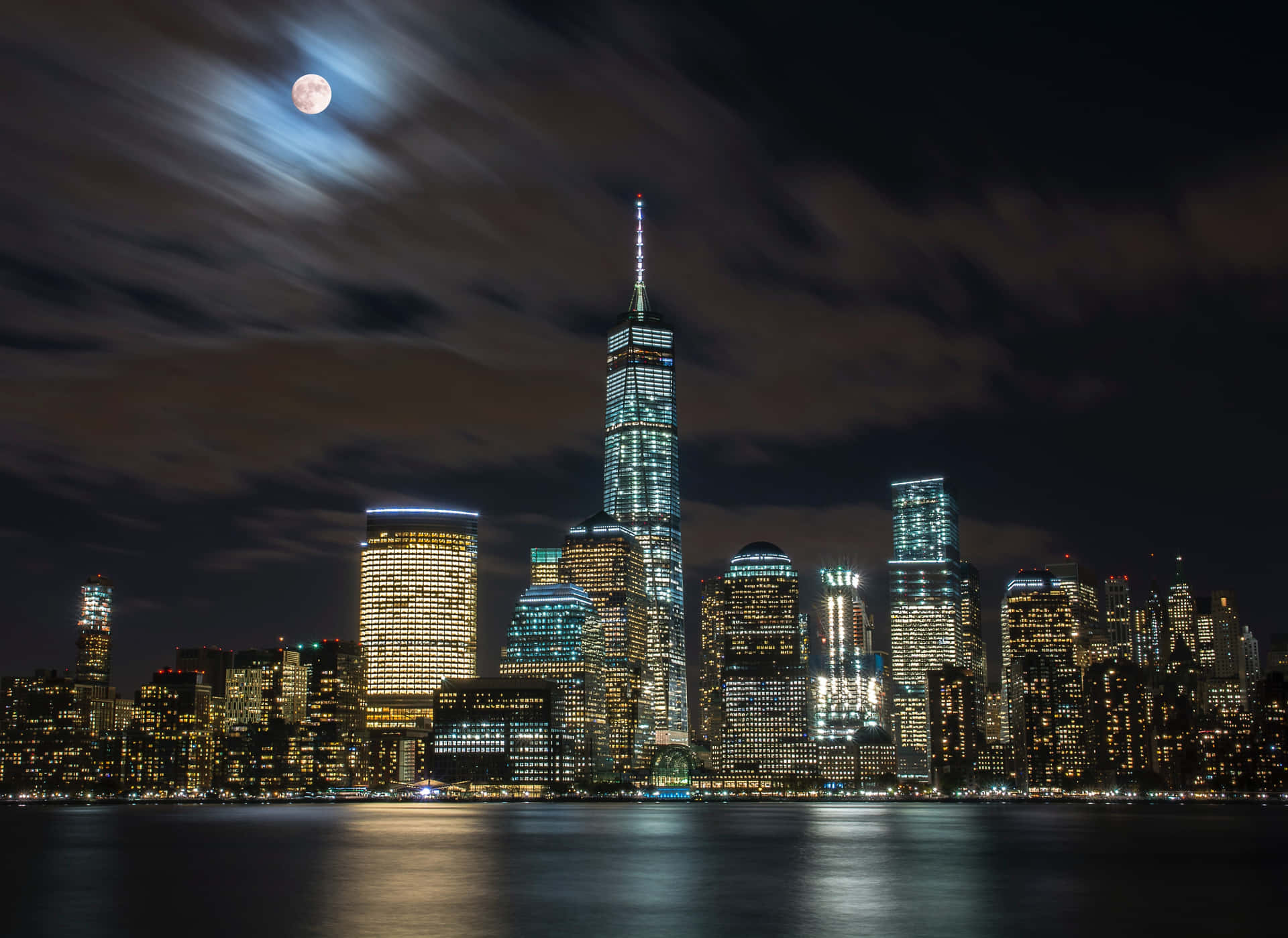 The iconic night skyline of New York City