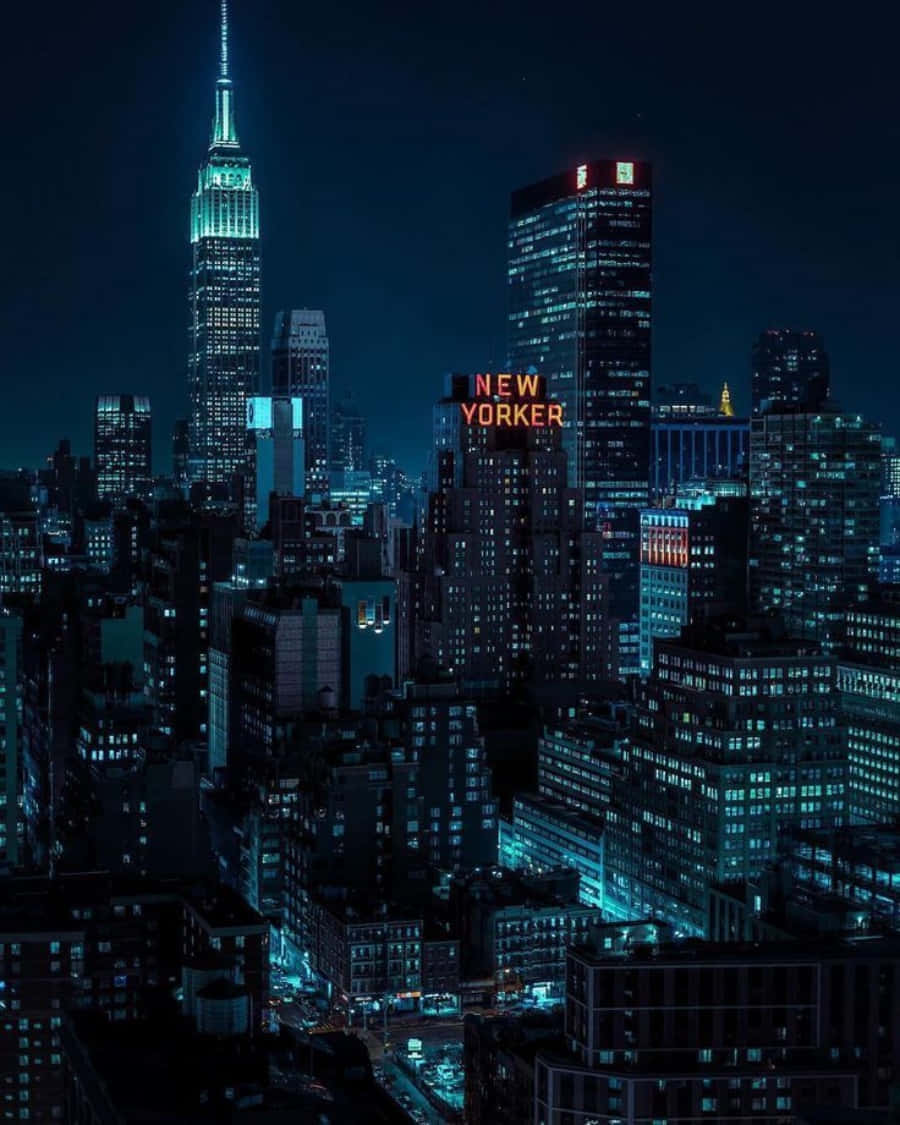 New York City At Night With The Empire State Building