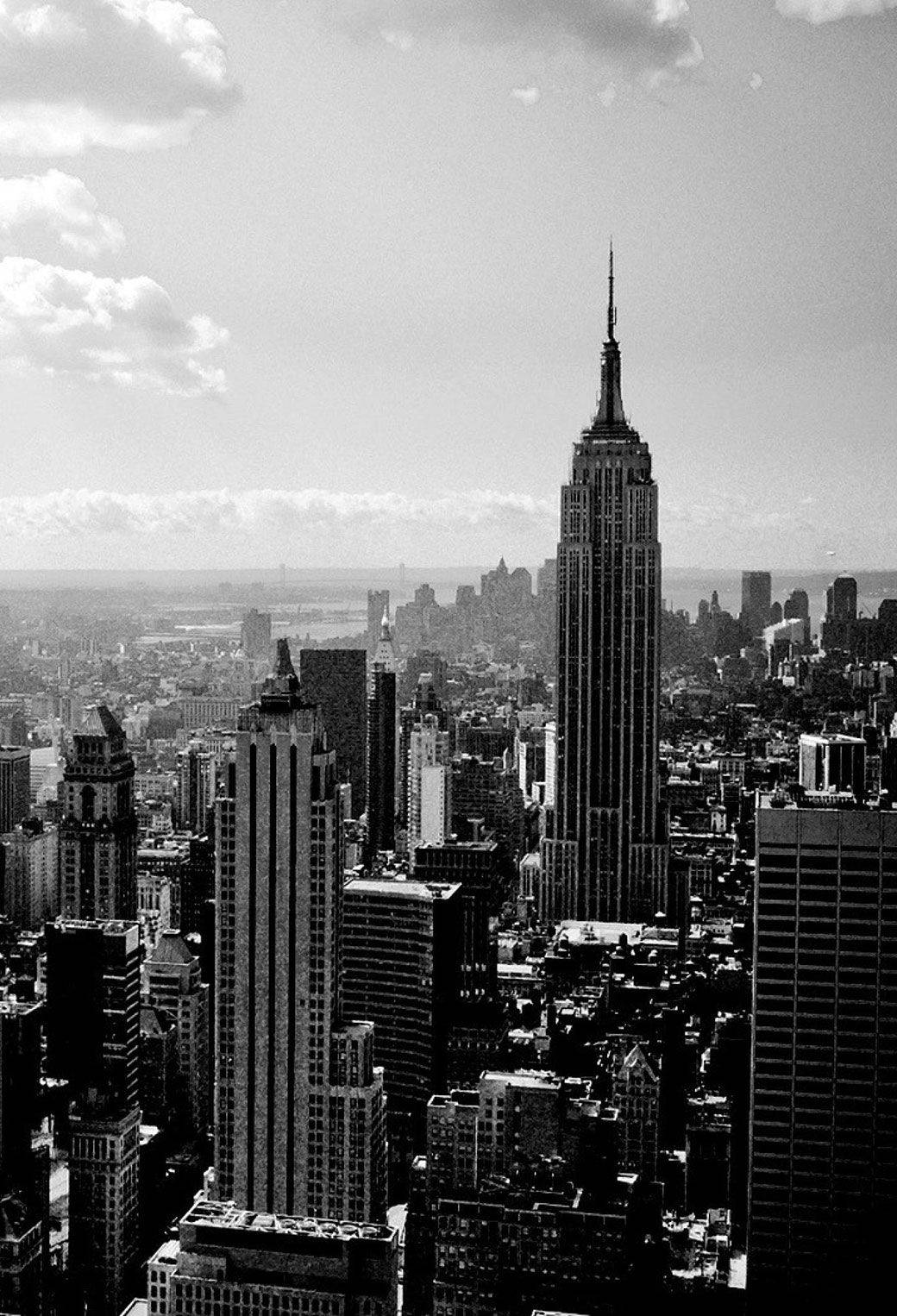 Empire State Building Grayscale City View NYC Telefon Tapet Wallpaper
