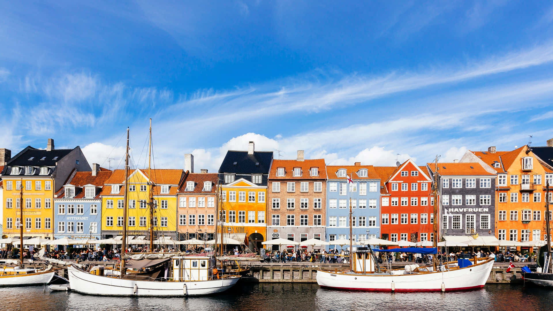 Nyhavn Harbor Vibrant Houses Wallpaper