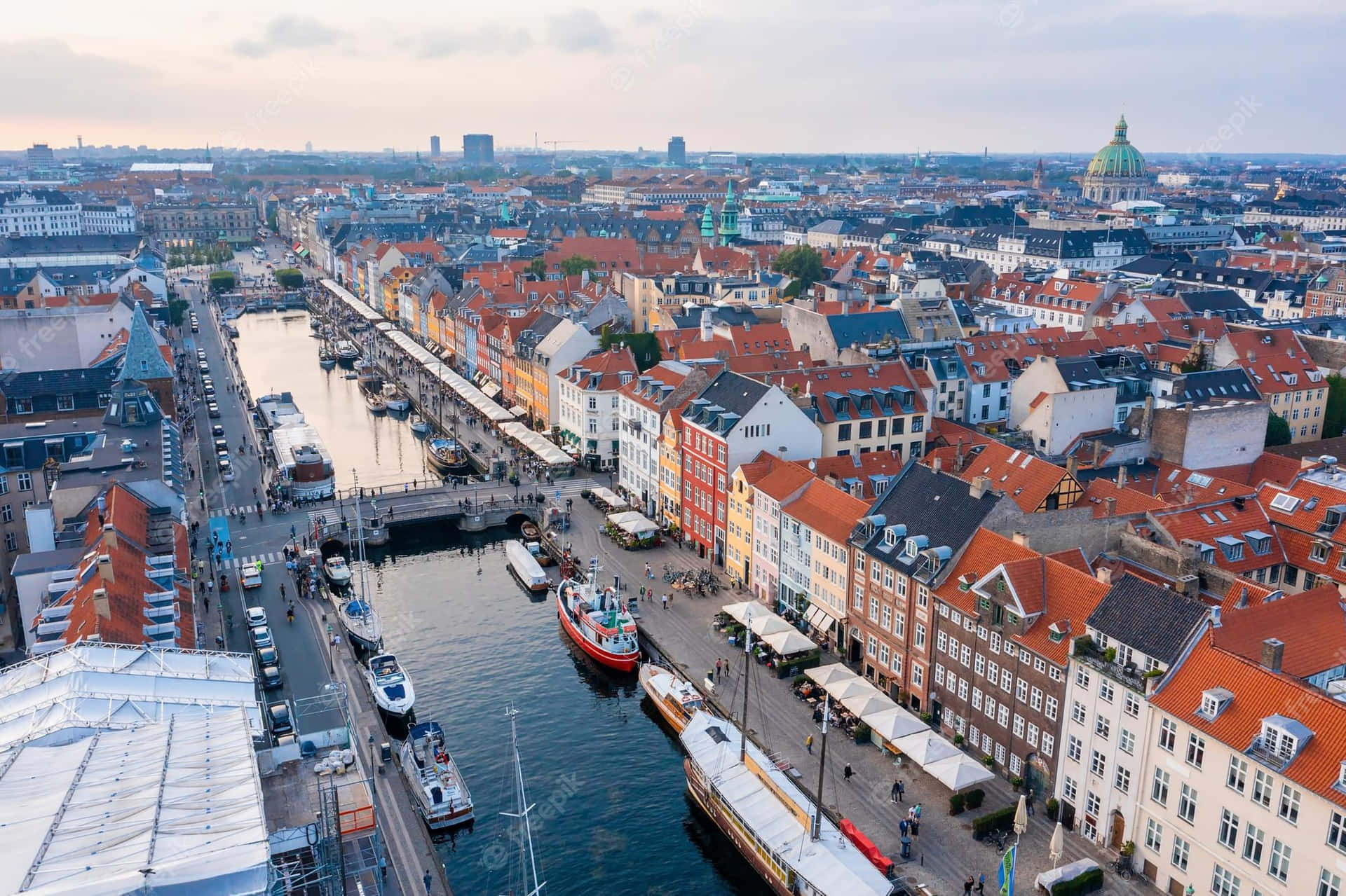 Download Nyhavn Port Aerial View Wallpaper | Wallpapers.com