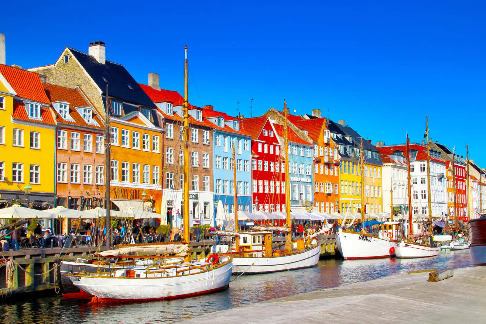 Nyhavn Port Docked Boats Summer Wallpaper
