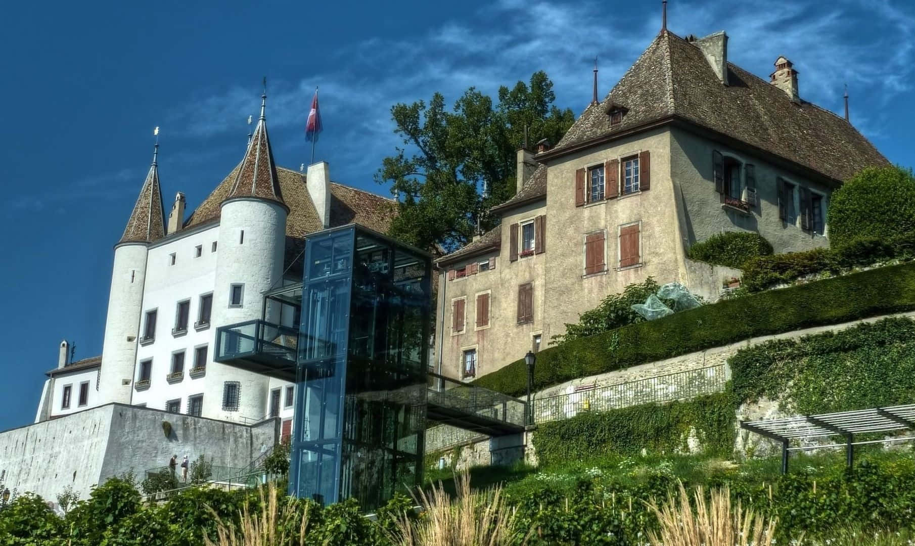 Nyon Castle Switzerland Sunny Day Wallpaper