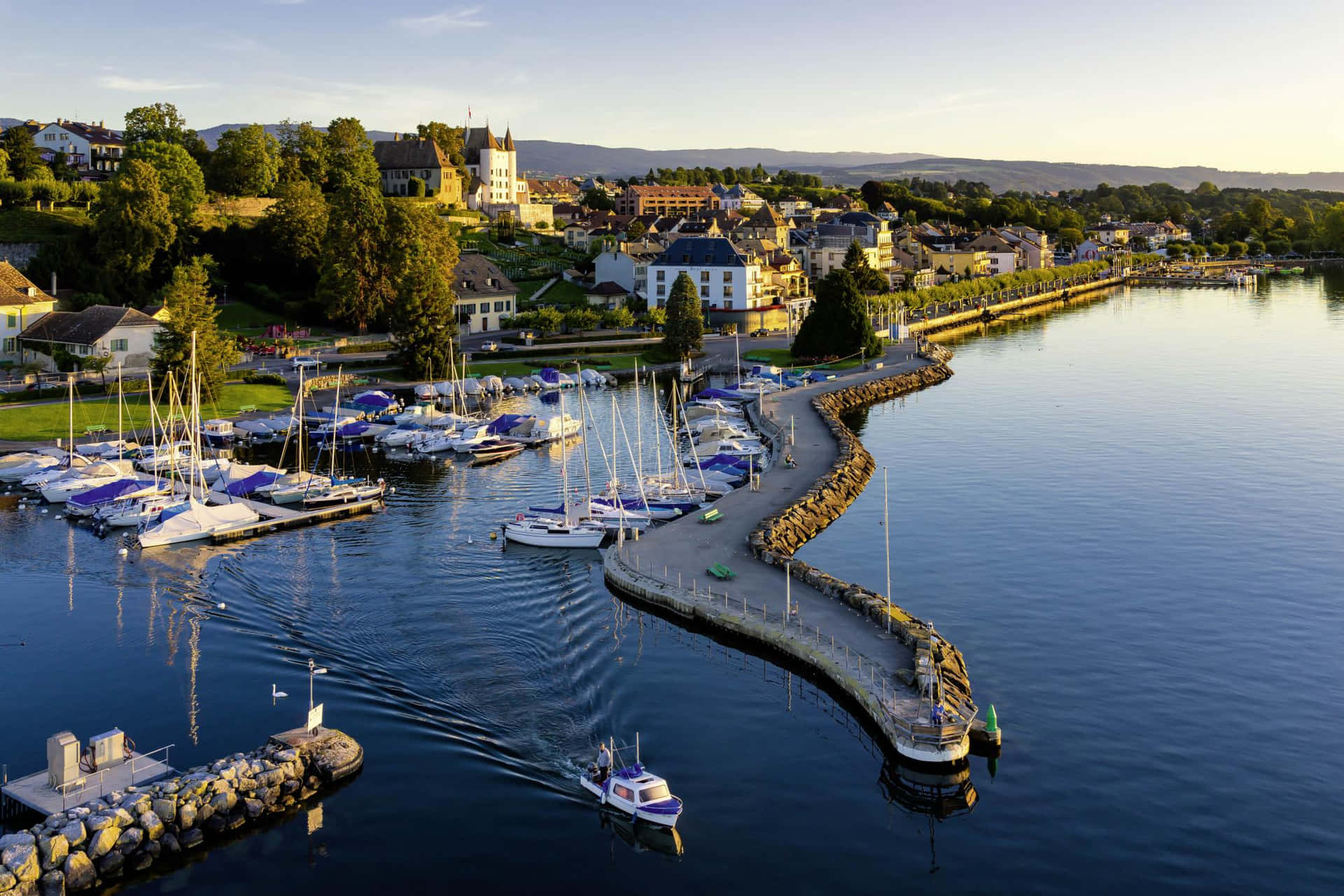 Nyon Switzerland Lakeside View Wallpaper