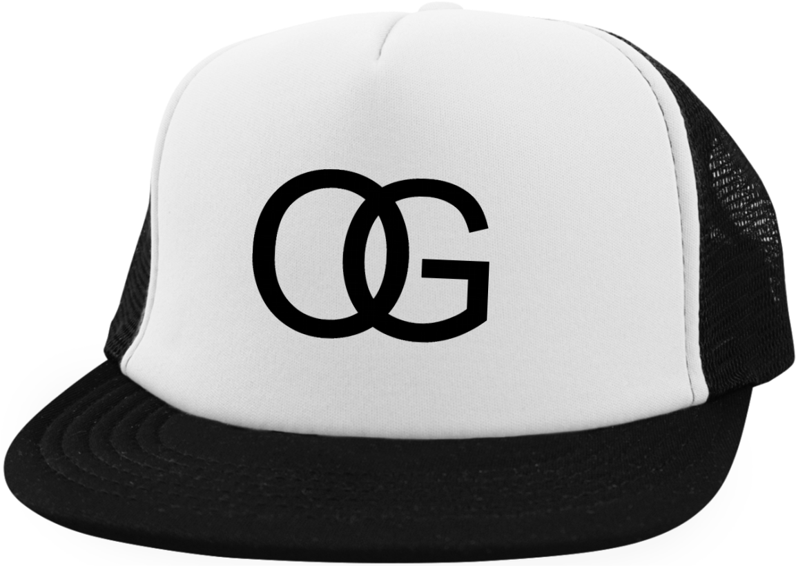 O G Logo Blackand White Trucker Hat PNG