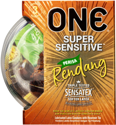 O N E Super Sensitive Rendang Flavored Condom Package PNG