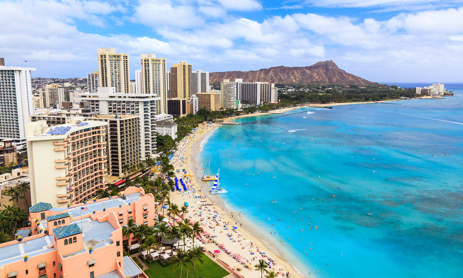 Oahu Beach With Bright Blue Water Wallpaper