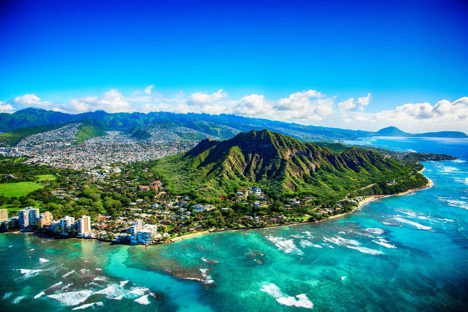 Oahu Landscape With Bright Blue Sky Wallpaper