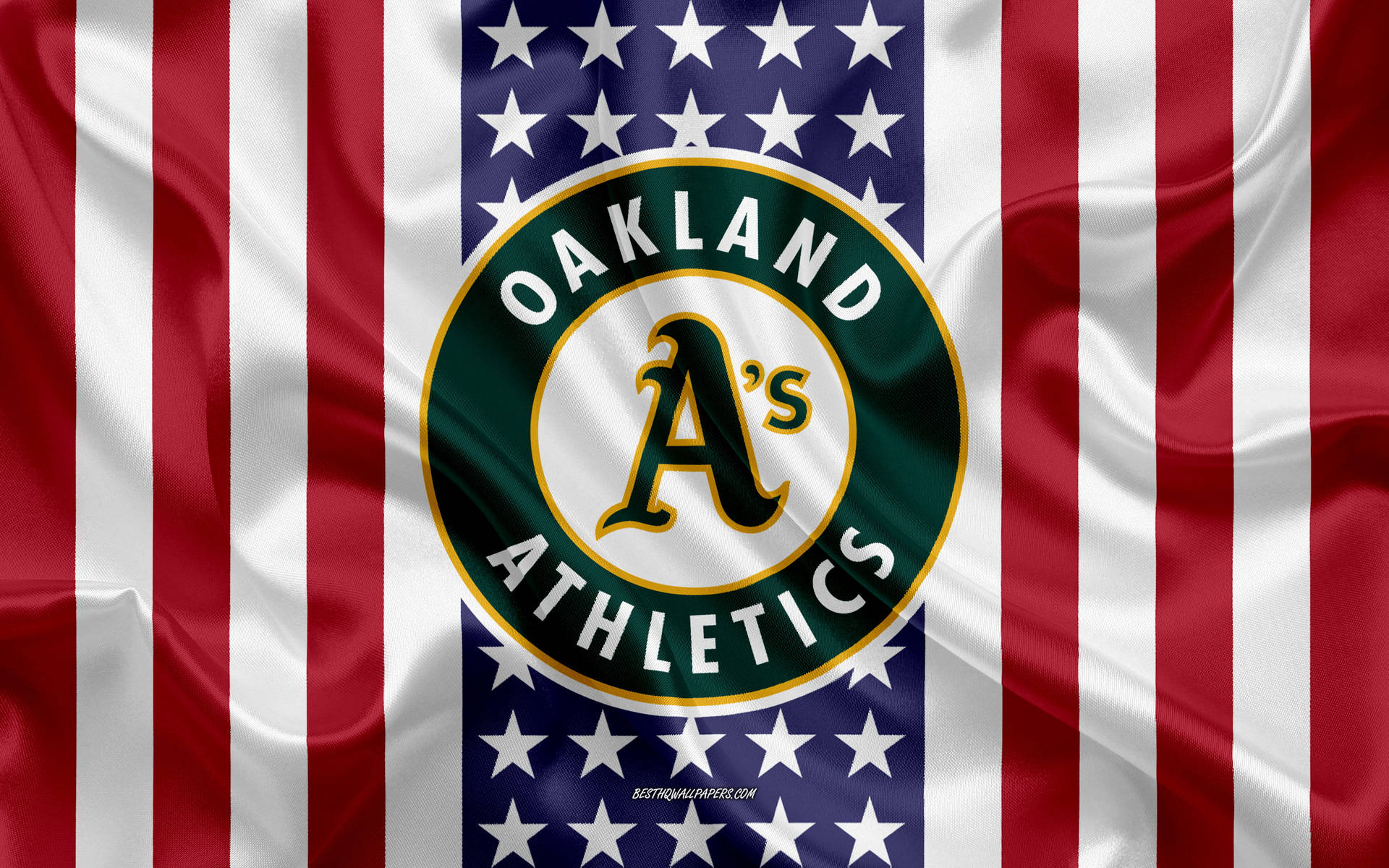 Oaklandathletics Amerikanska Flaggan. Wallpaper