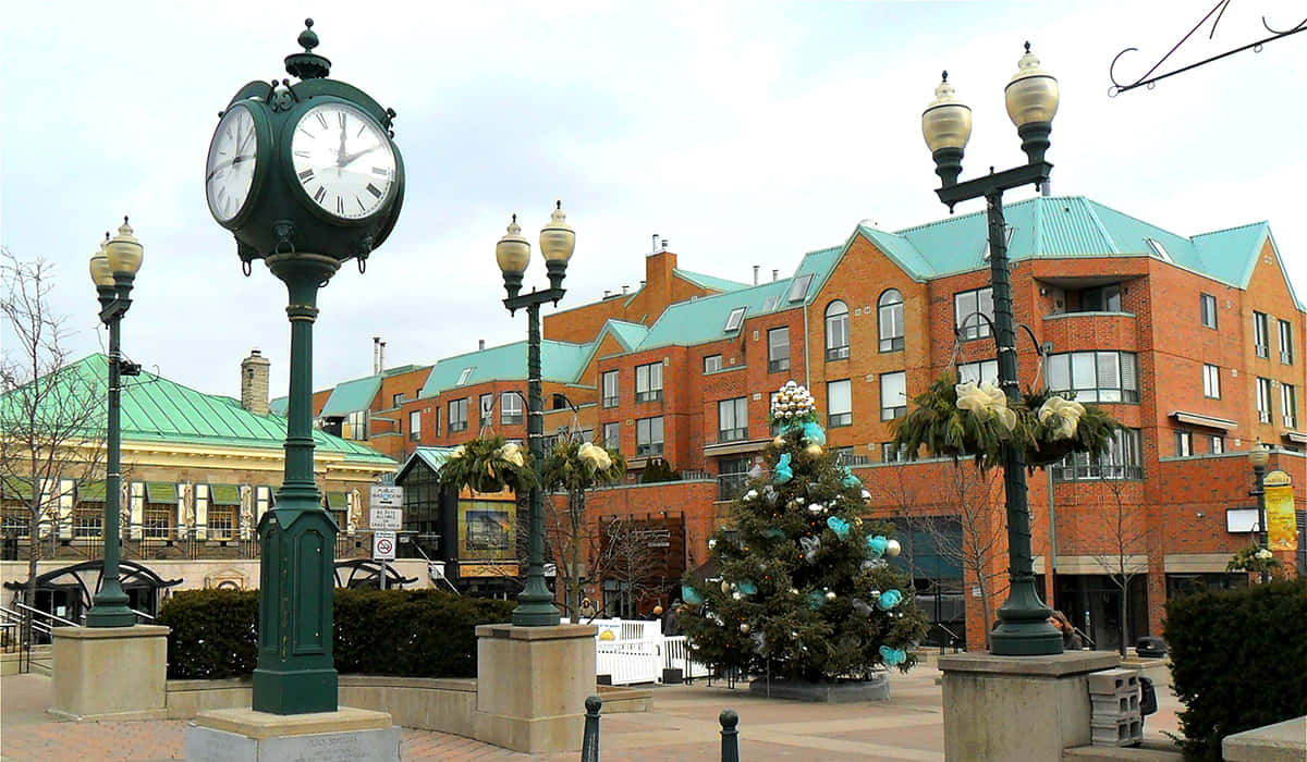 Klok Op Het Stadsplein Van Oakville Achtergrond