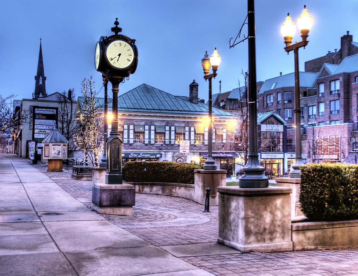 Oakville Town Square Dusk Scene Achtergrond