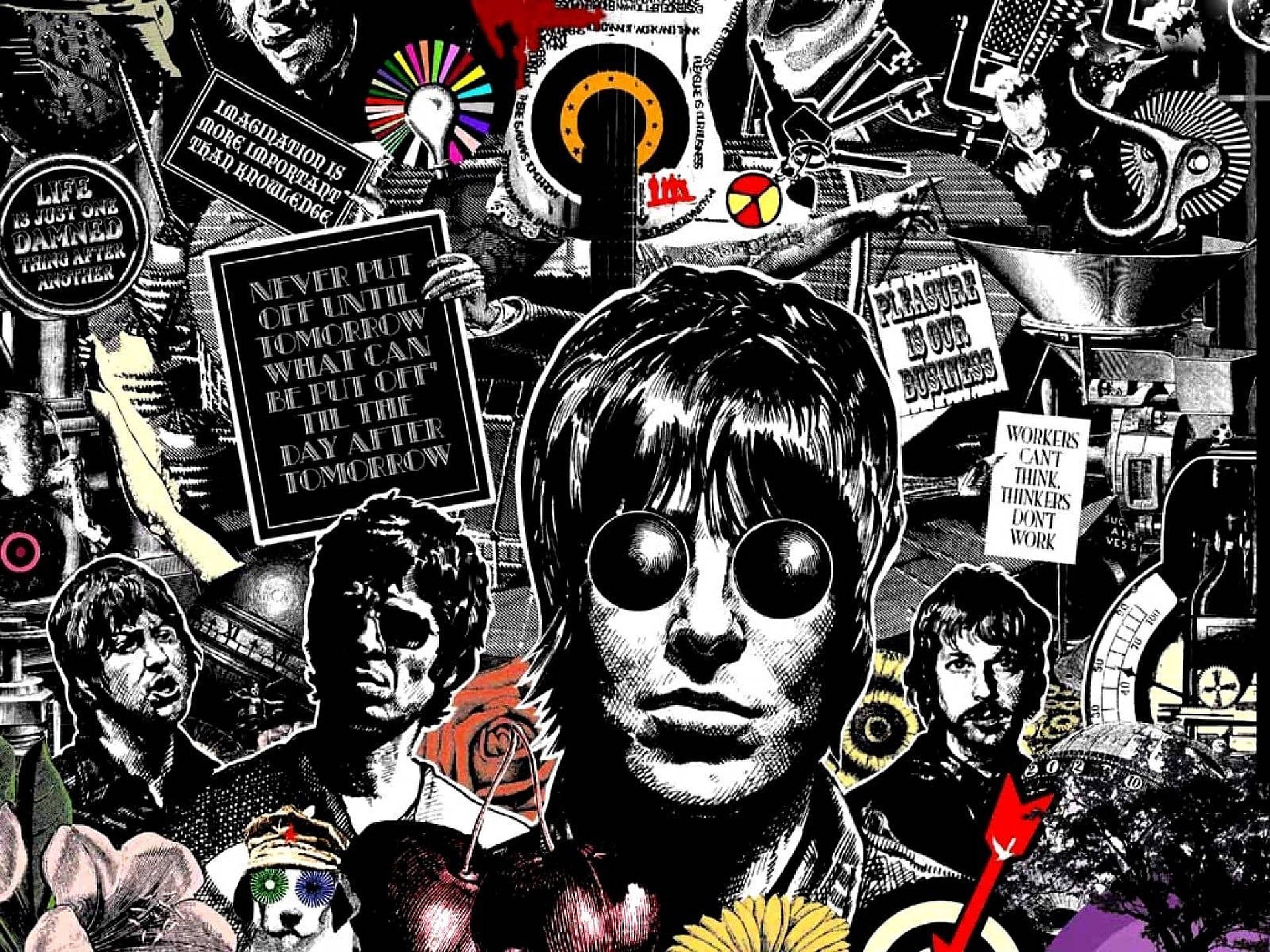Oasis Band Æstetisk Collage Wallpaper