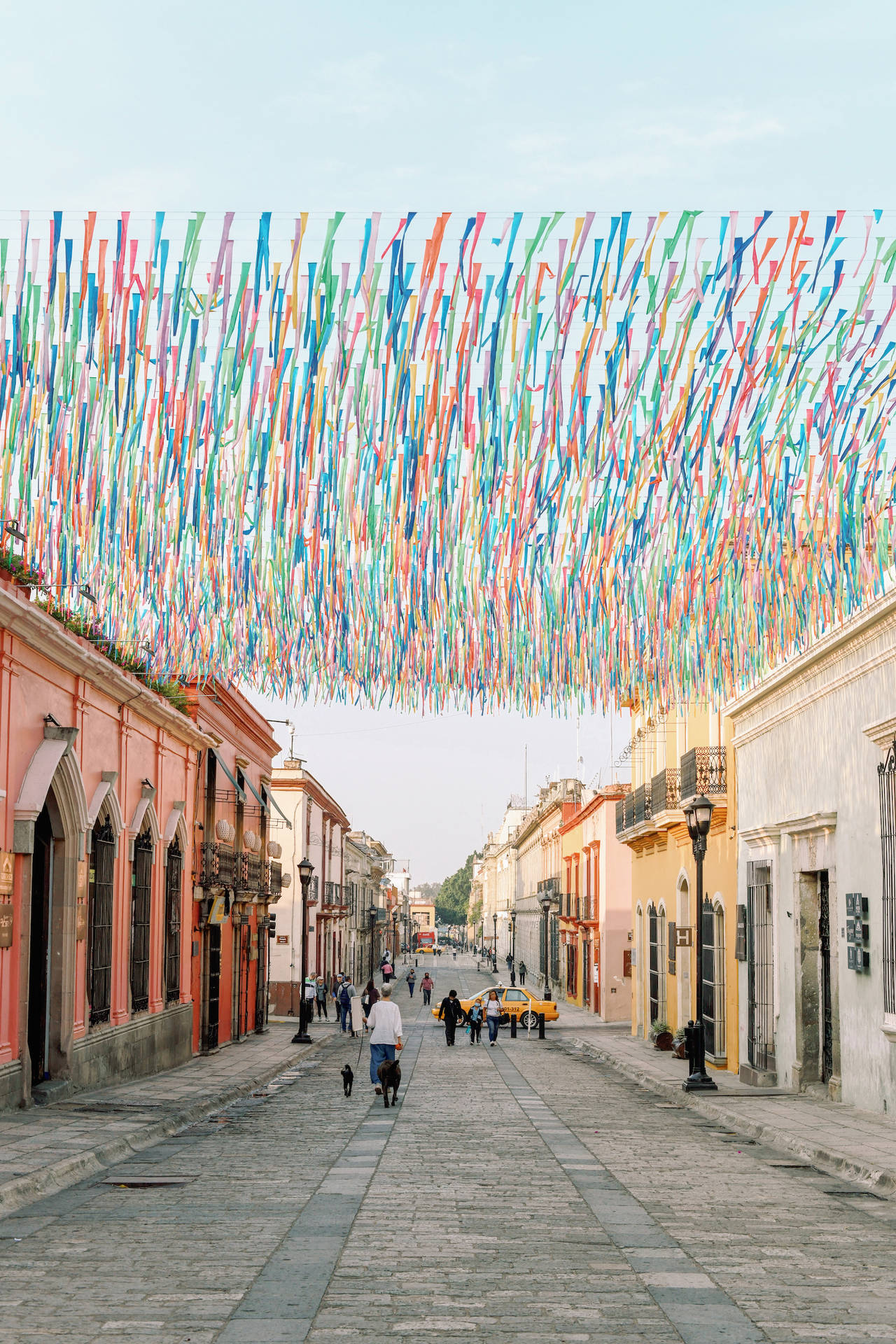 Oaxaca Festival af farver: En farverig væg, der minder om et mexicansk feriefest. Wallpaper