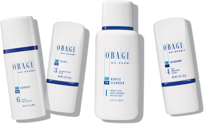 Obagi Nu Derm Skin Care Products Lineup PNG