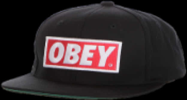 Obey Branded Black Snapback Hat PNG