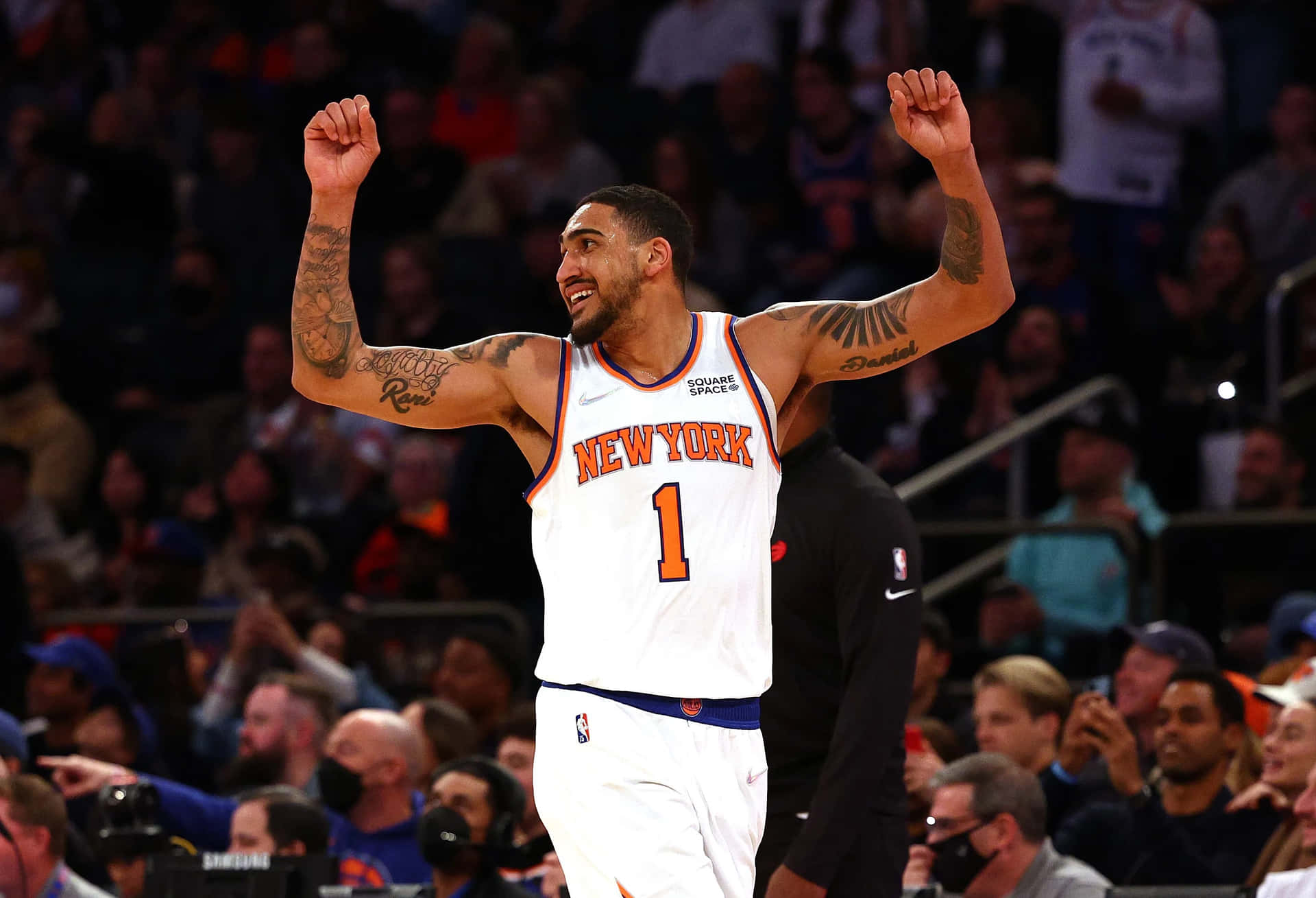 Obi Toppin Celebration New York Knicks Wallpaper