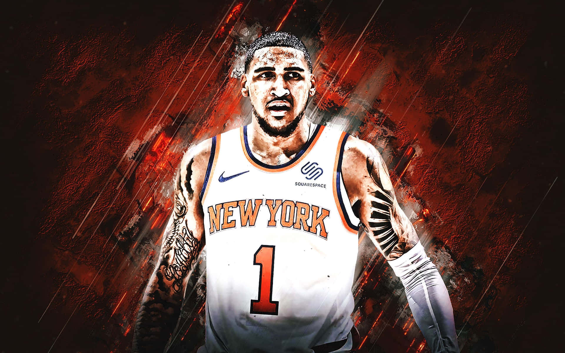 Obi Toppin New York Basketball Art Wallpaper