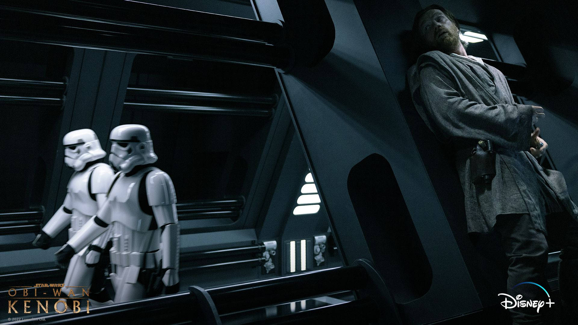 Obi-Wan Kenobi Evades Stormtroopers in Hideout Wallpaper