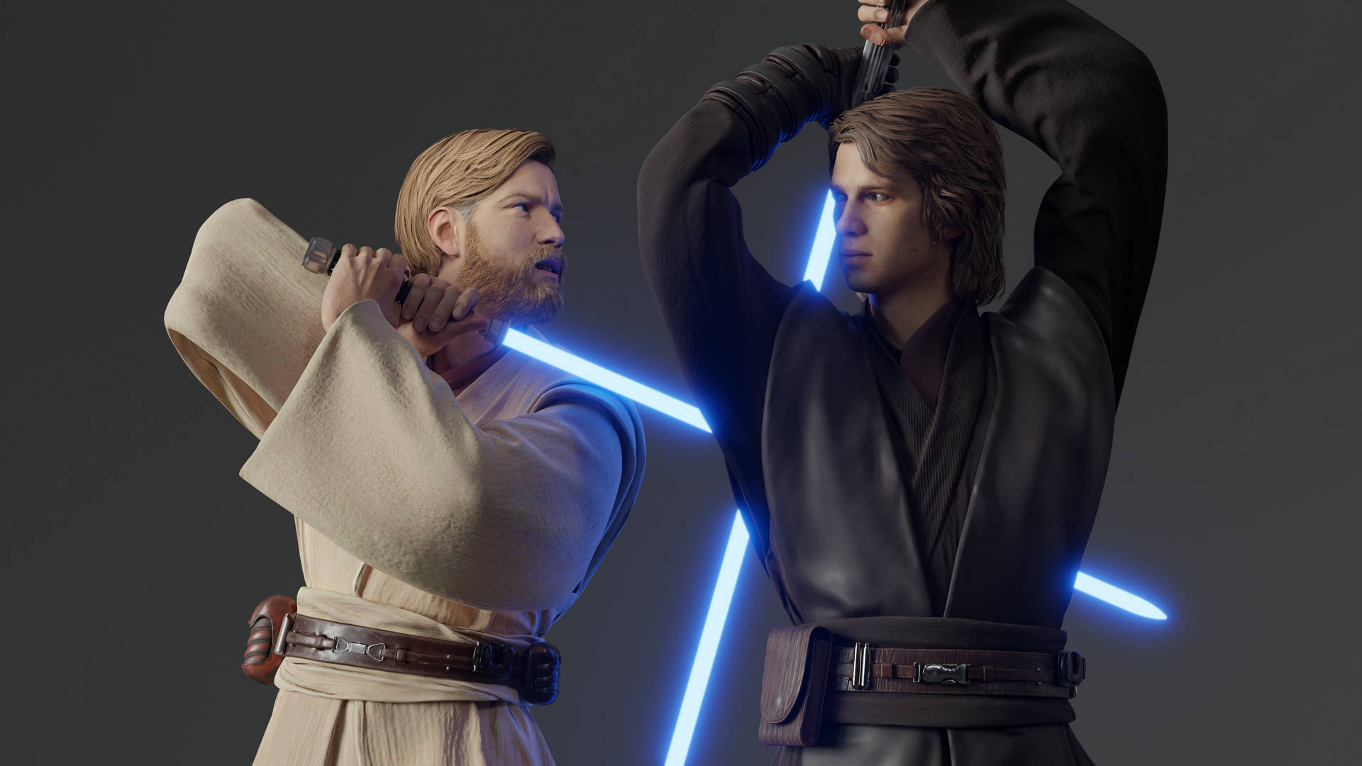 Obi Wan Kenobi Sparring With Anakin