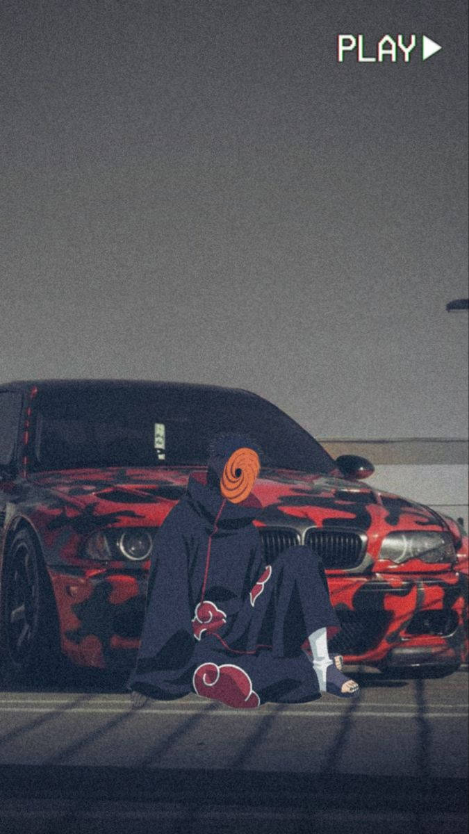 Obito Next To A Car Anime Naruto Background