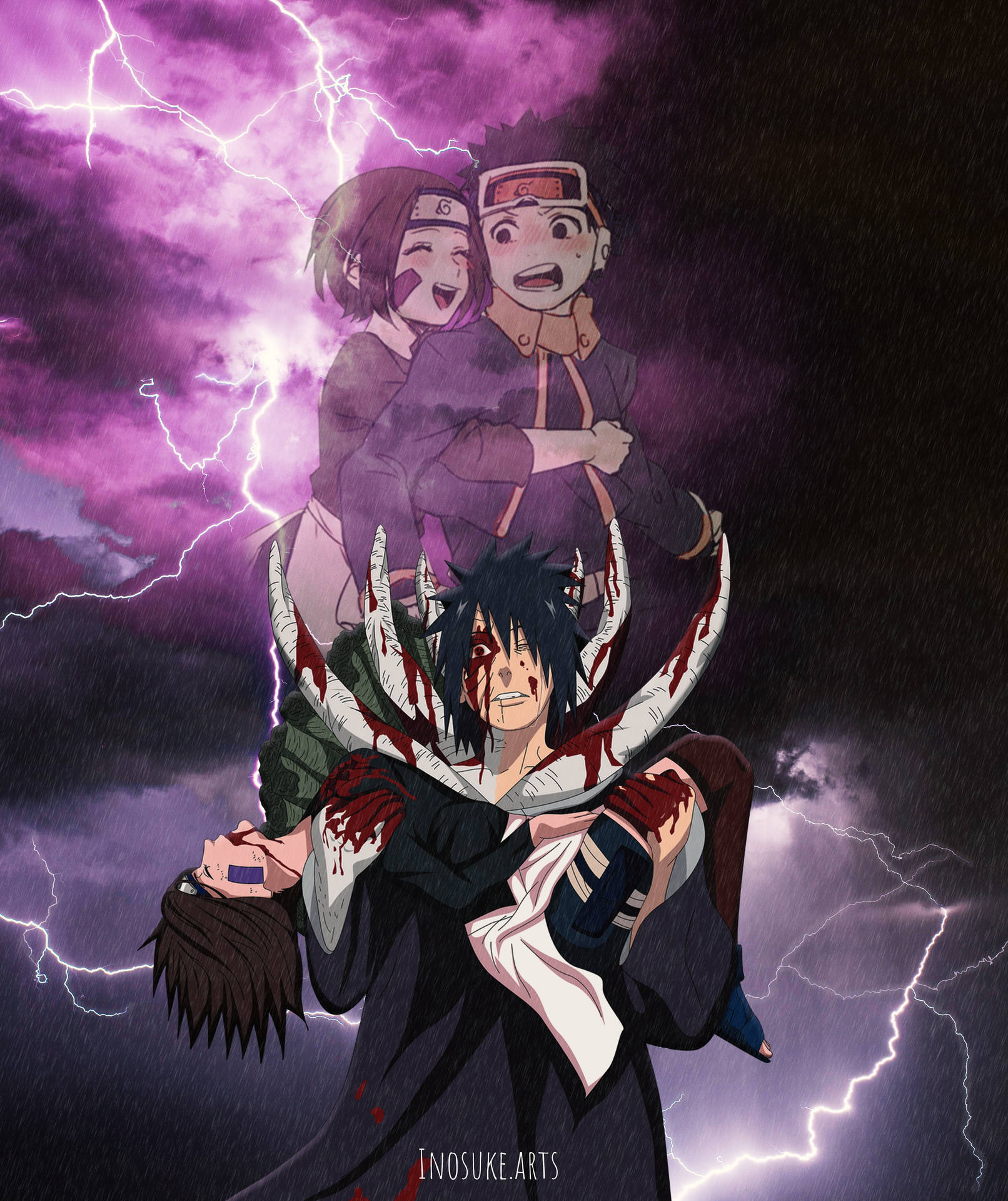 Obito Uchiha Lutto Rin 4k Sfondo