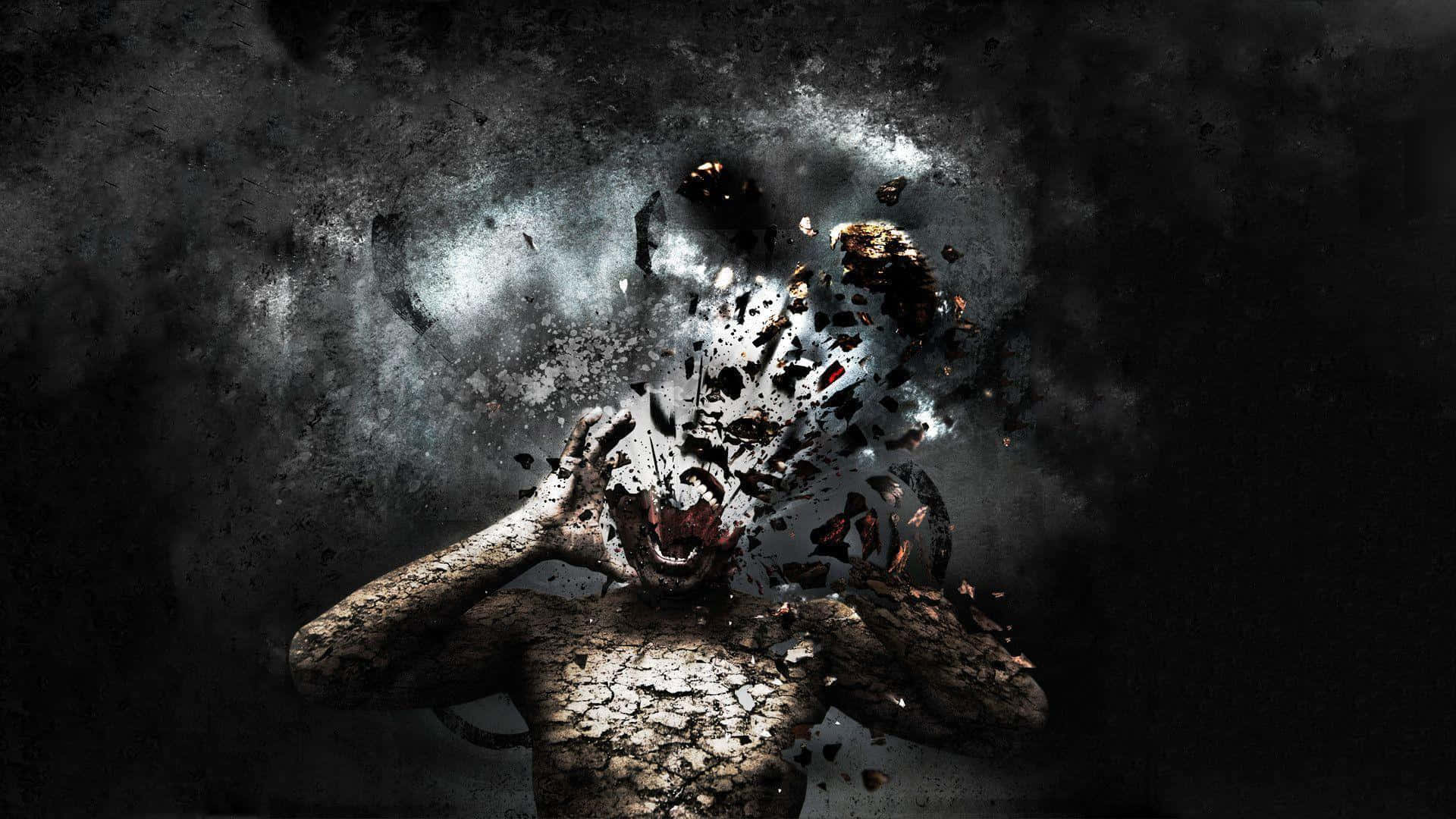 Obscure Exploding Man With Dark Sky Wallpaper