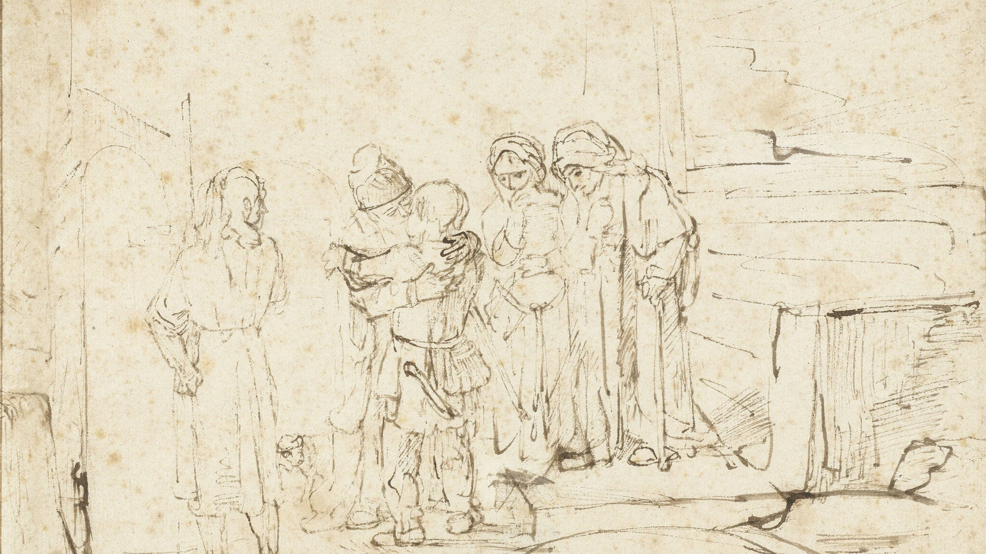 Obscure Sketch Af Rembrandt Wallpaper
