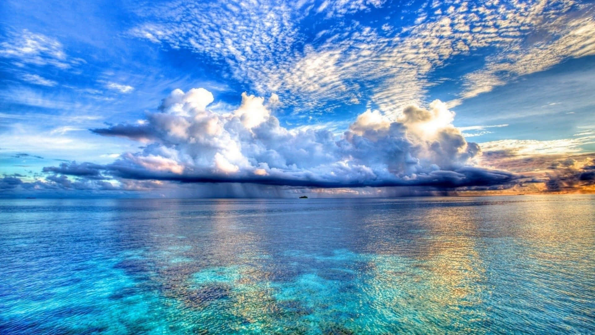 Big Clouds Ocean 4K iPad Wallpaper