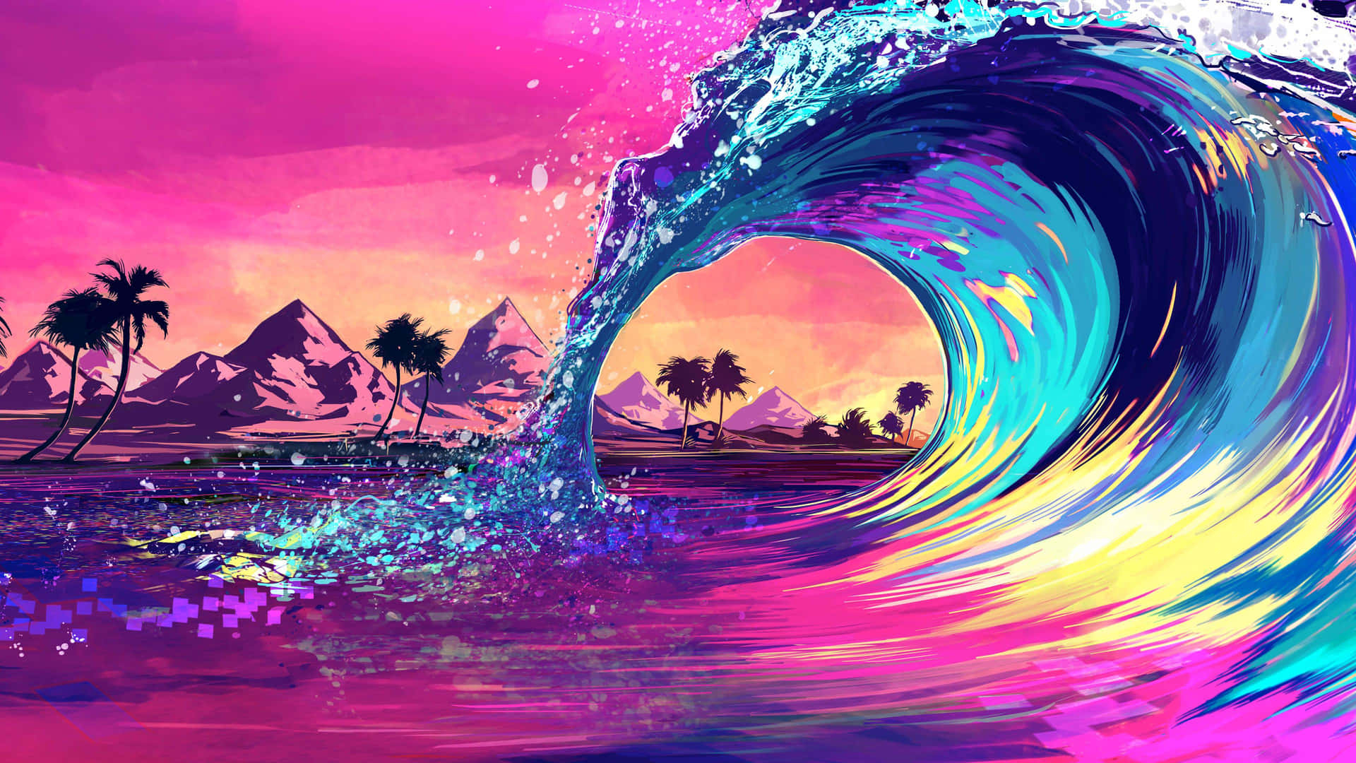 Ocean Wave Digital Painting Background