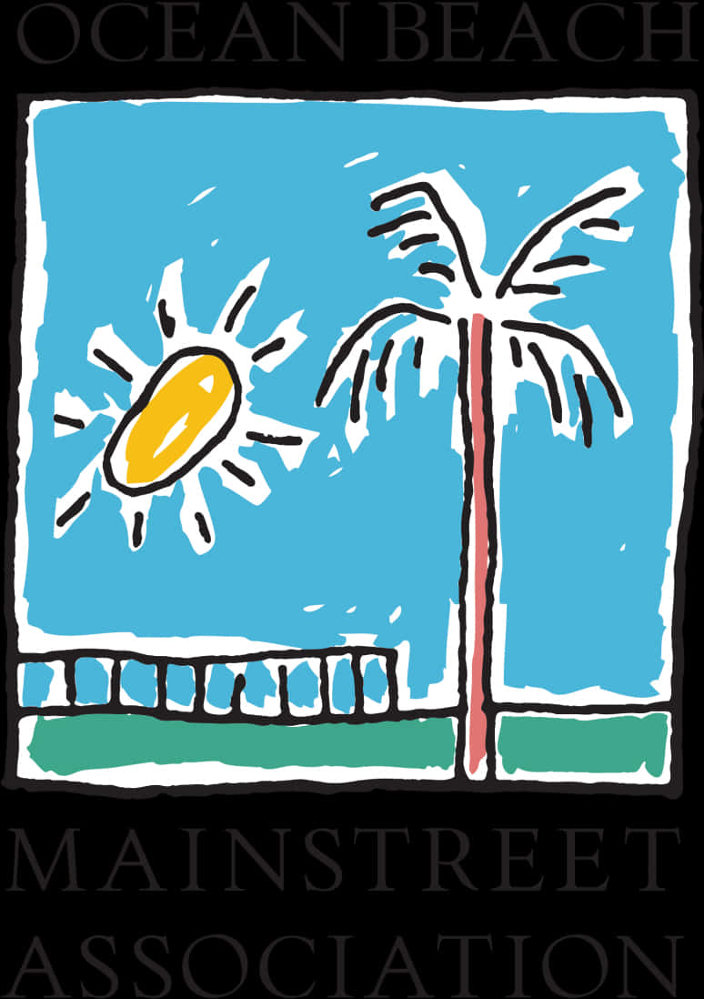 Ocean Beach Sun Palm Poster PNG