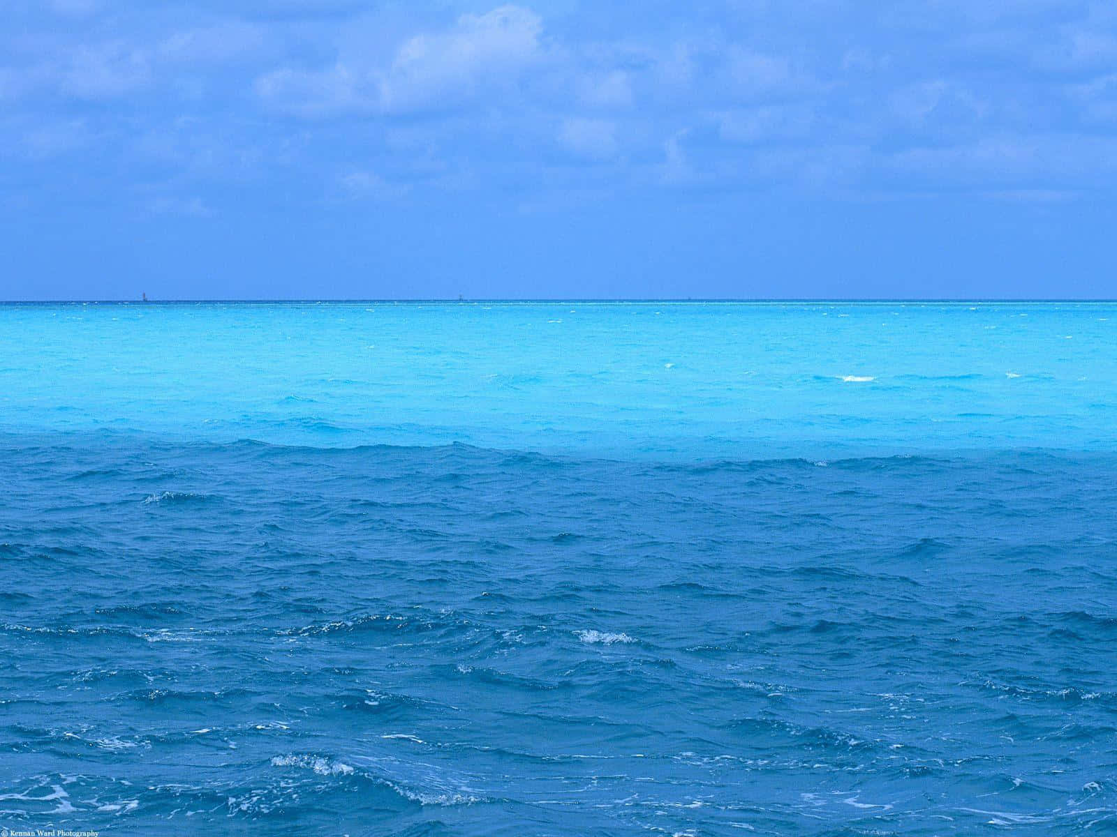 Sentitela Potenza Dell'oceano Con Questo Sfondo Blu Brillante.